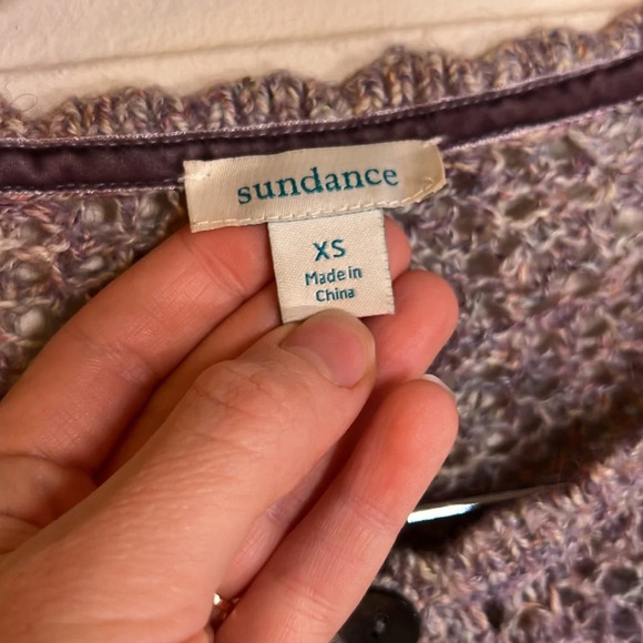 Sundance Purple Crocheted Long Sleeve Cardigan Sweater, Women’s Size Extra Small - Picture 3 of 7